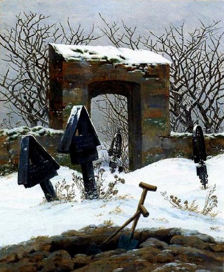 Caspar David Friedrich Graveyard under Snow China oil painting art